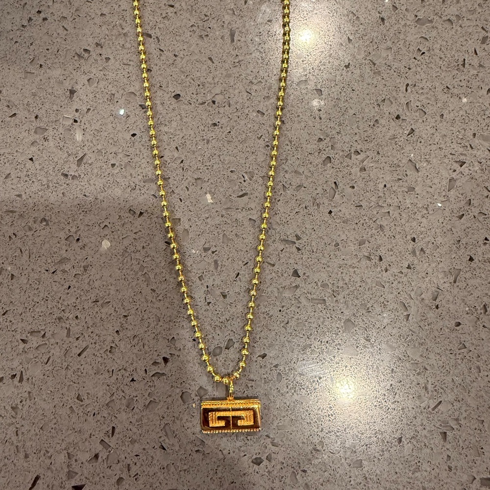 Vintage Givenchy Gold Rectangular Pendant Necklace